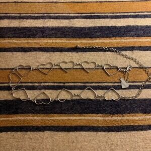 Mudd Silver‎ Heart Chain Belt Women Y2K Grunge Punk Goth Cottage VTG 90s